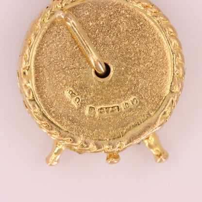Vintage 9ct Hallmarked Gold Articulated Clock Timepiece Mechanical Charm Pendant