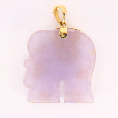 Vintage Quartz Elephant Pendant 14k Gold Mounted Purple Elephant Trunk Up Hand Picked Fine Jewellery Gift Pendant Yellow Gold