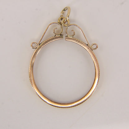 Vintage 9ct Gold Full Sovereign Holder Coin Frame Pendant Charm Gift