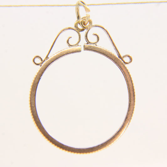 Vintage 9ct Gold Full Sovereign Holder Coin Frame Pendant Charm Gift