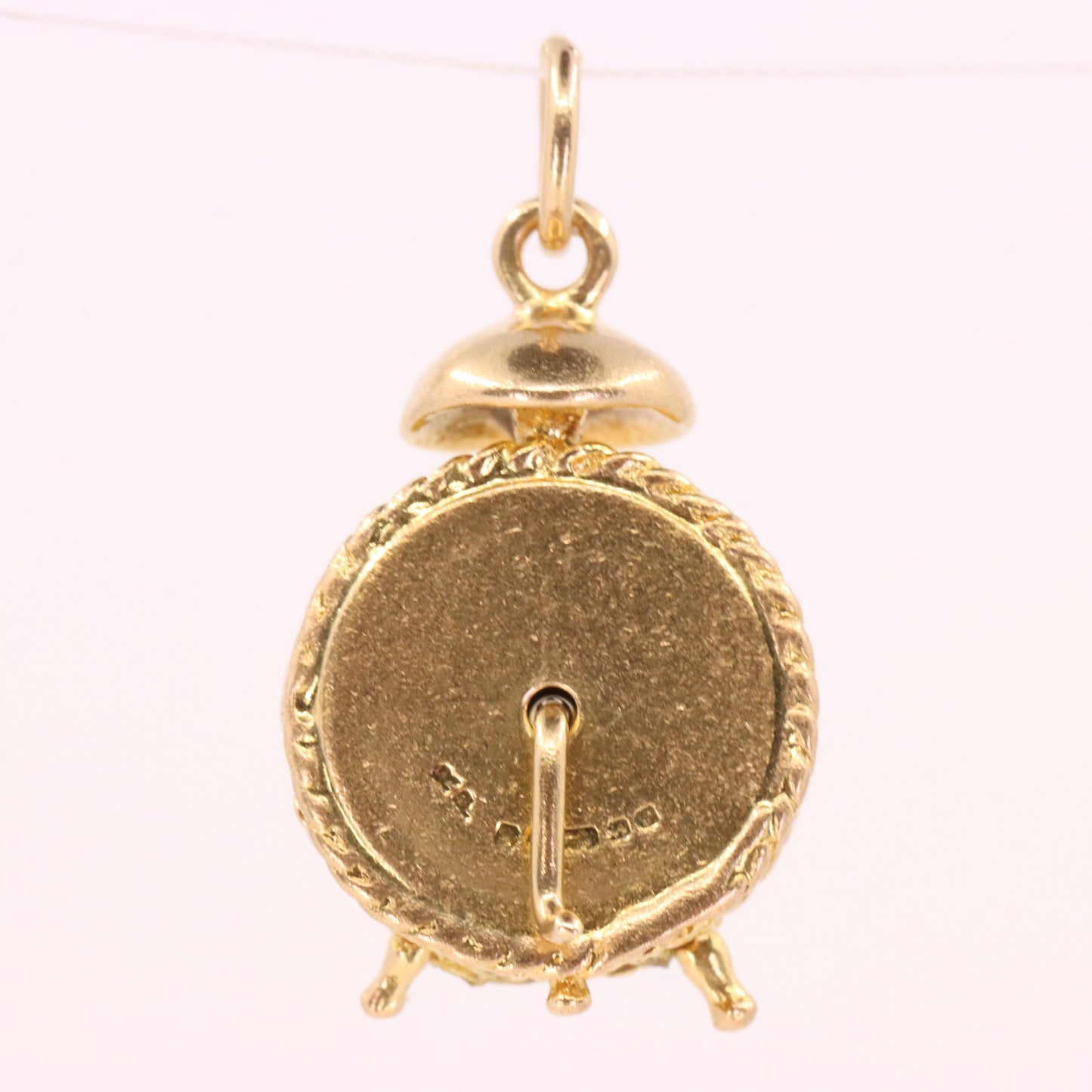 Vintage 9ct Hallmarked Gold Articulated Clock Timepiece Mechanical Charm Pendant
