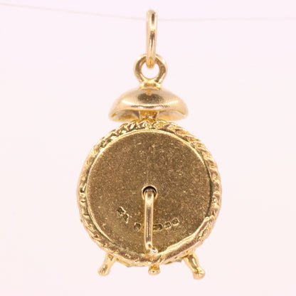 Vintage 9ct Hallmarked Gold Articulated Clock Timepiece Mechanical Charm Pendant