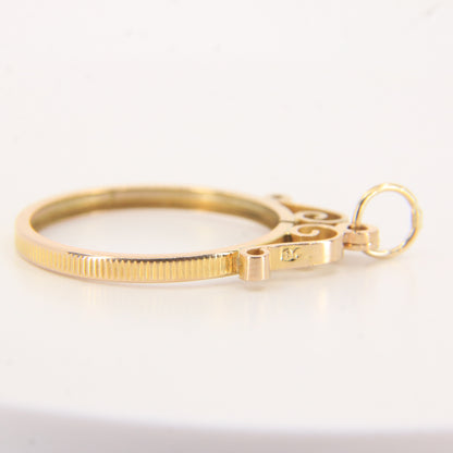 Vintage 9ct Gold Full Sovereign Holder Coin Frame Pendant Charm Gift