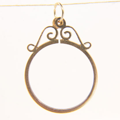 Vintage 9ct Gold Full Sovereign Holder Coin Frame Pendant Charm Gift