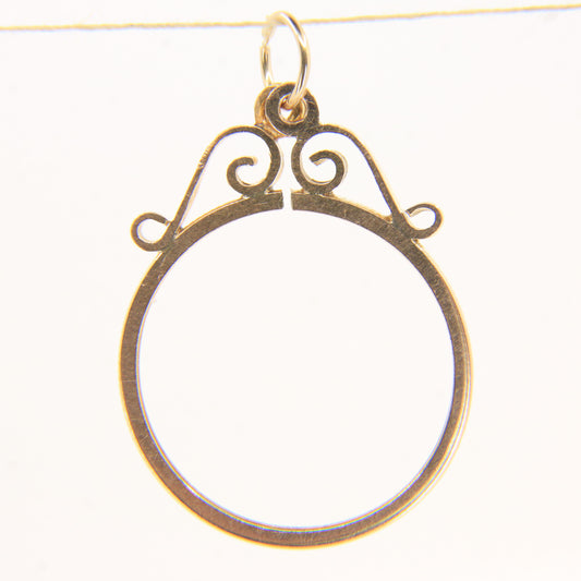 Vintage 9ct Gold Full Sovereign Holder Coin Frame Pendant Charm Gift