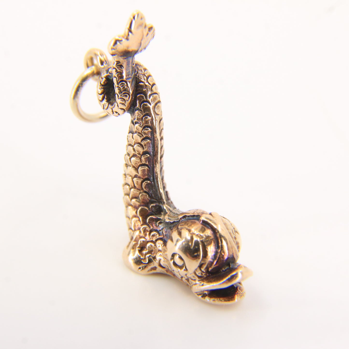 Vintage 9ct Hallmarked Gold Sea Serpent Dolphin Fish Charm Pendant Gift