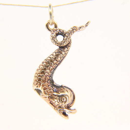 Vintage 9ct Hallmarked Gold Sea Serpent Dolphin Fish Charm Pendant Gift