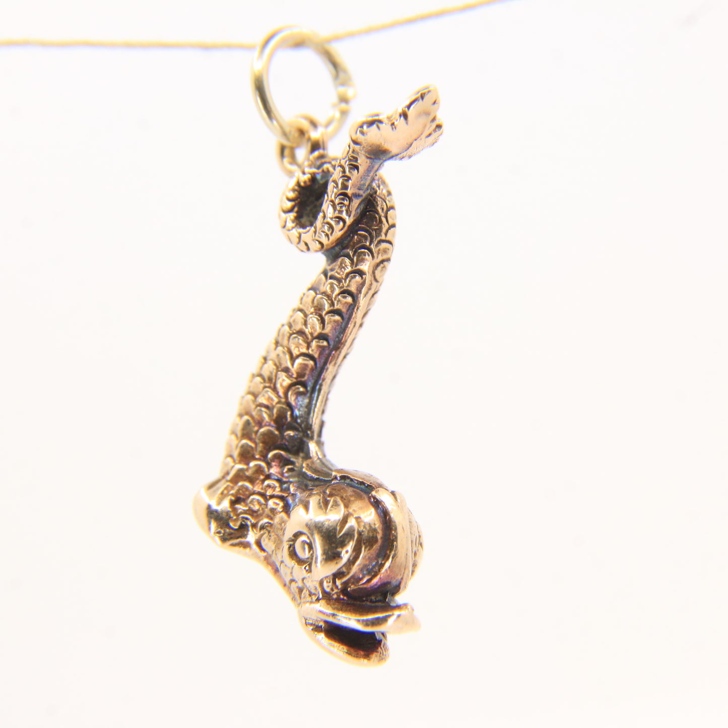 Vintage 9ct Hallmarked Gold Sea Serpent Dolphin Fish Charm Pendant Gift