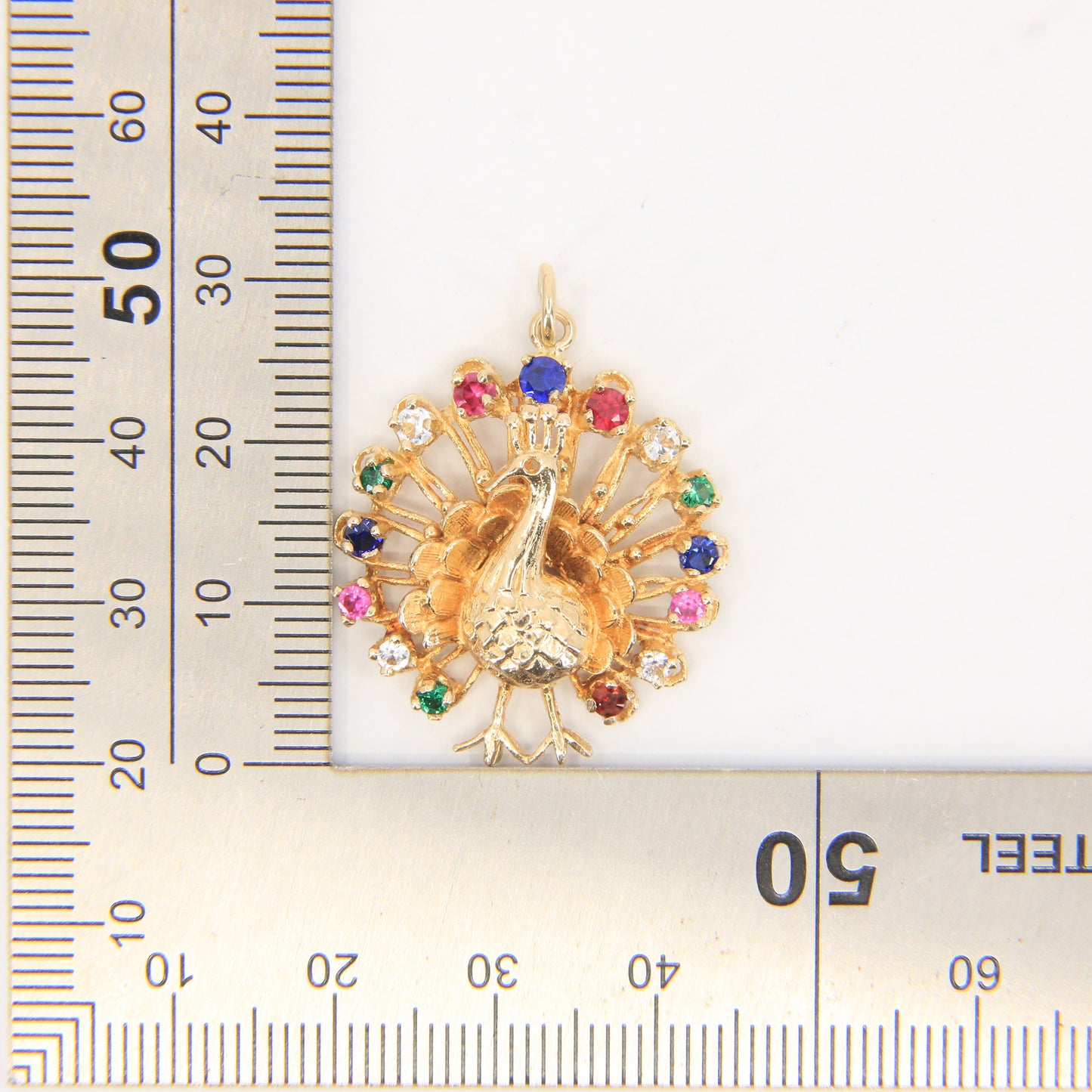 Vintage 9ct Hallmarked Gold Peacock Pendant Charm Gem Set Animal Themed Gift