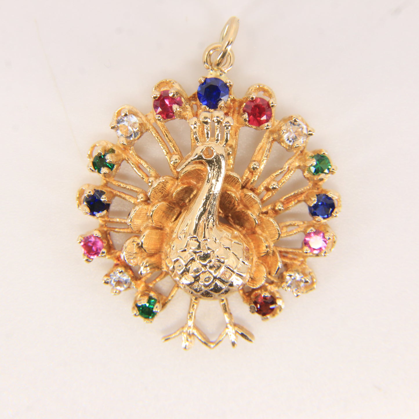 Vintage 9ct Hallmarked Gold Peacock Pendant Charm Gem Set Animal Themed Gift