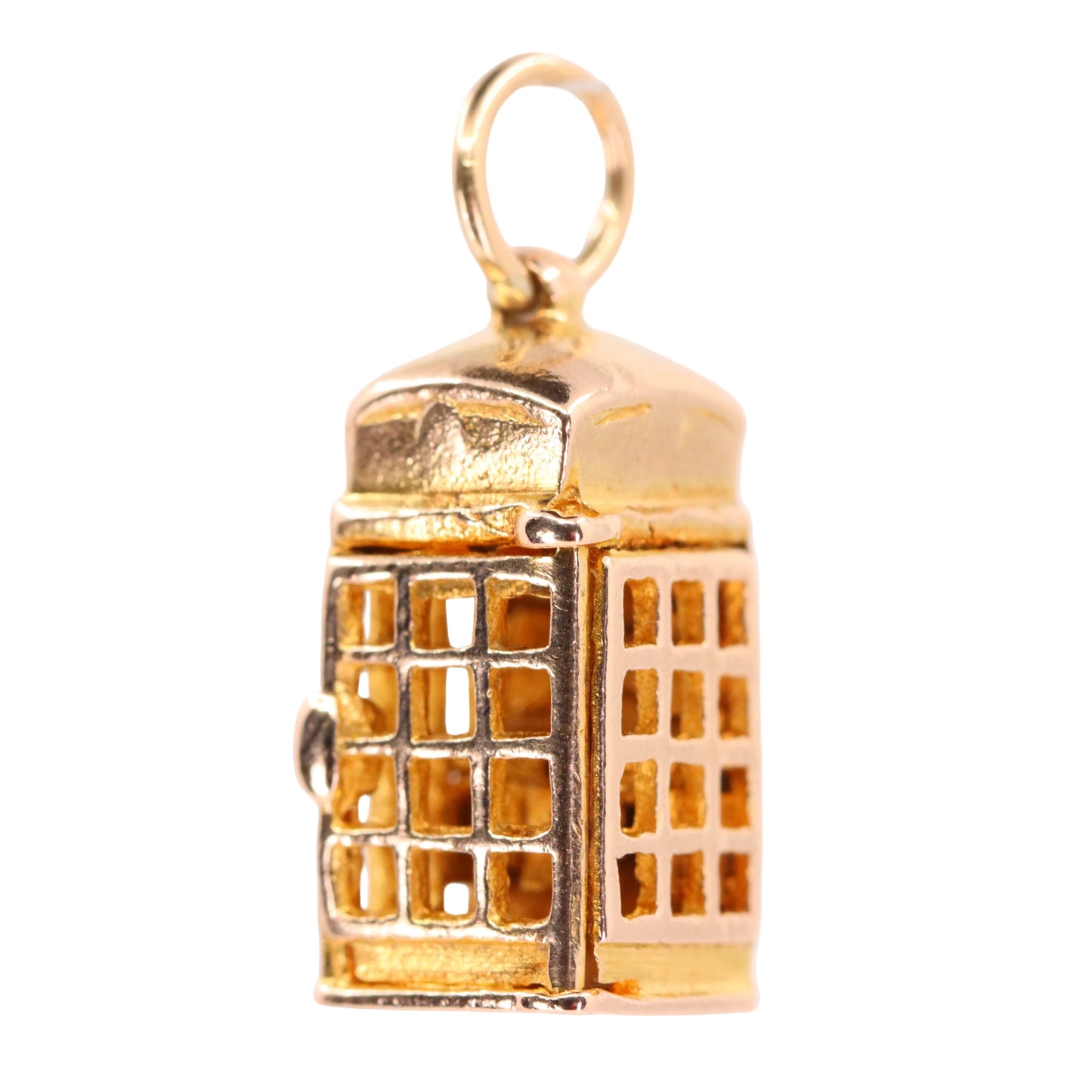 Vintage 9ct Hallmarked Gold Opening Telephone Box Charm British Travel Pendant