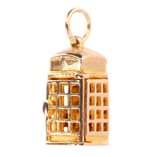 Vintage 9ct Hallmarked Gold Opening Telephone Box Charm British Travel Pendant