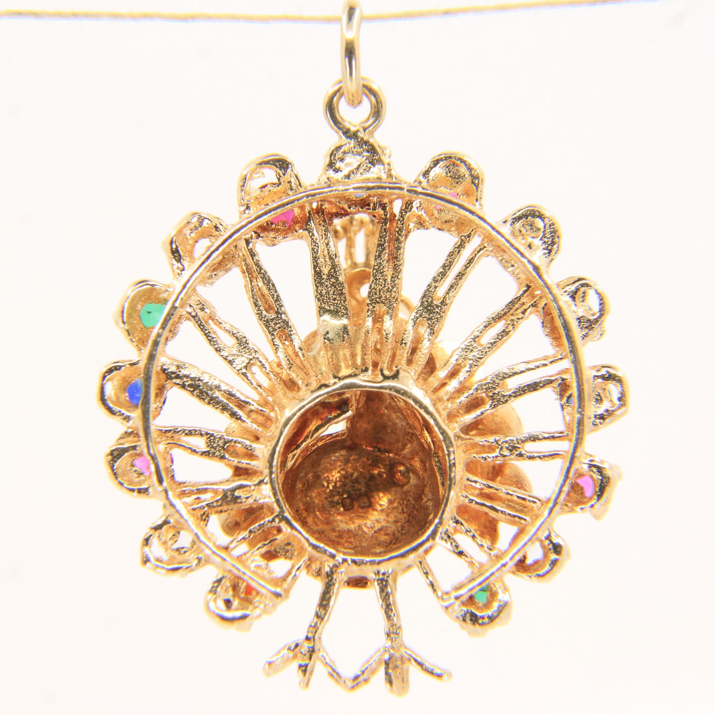 Vintage 9ct Hallmarked Gold Peacock Pendant Charm Gem Set Animal Themed Gift