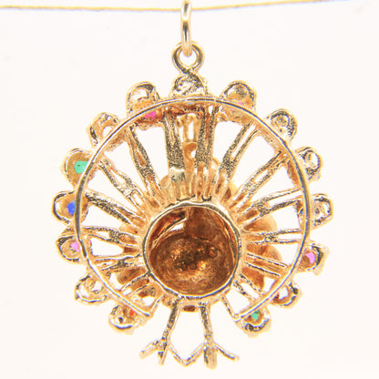 Vintage 9ct Hallmarked Gold Peacock Pendant Charm Gem Set Animal Themed Gift