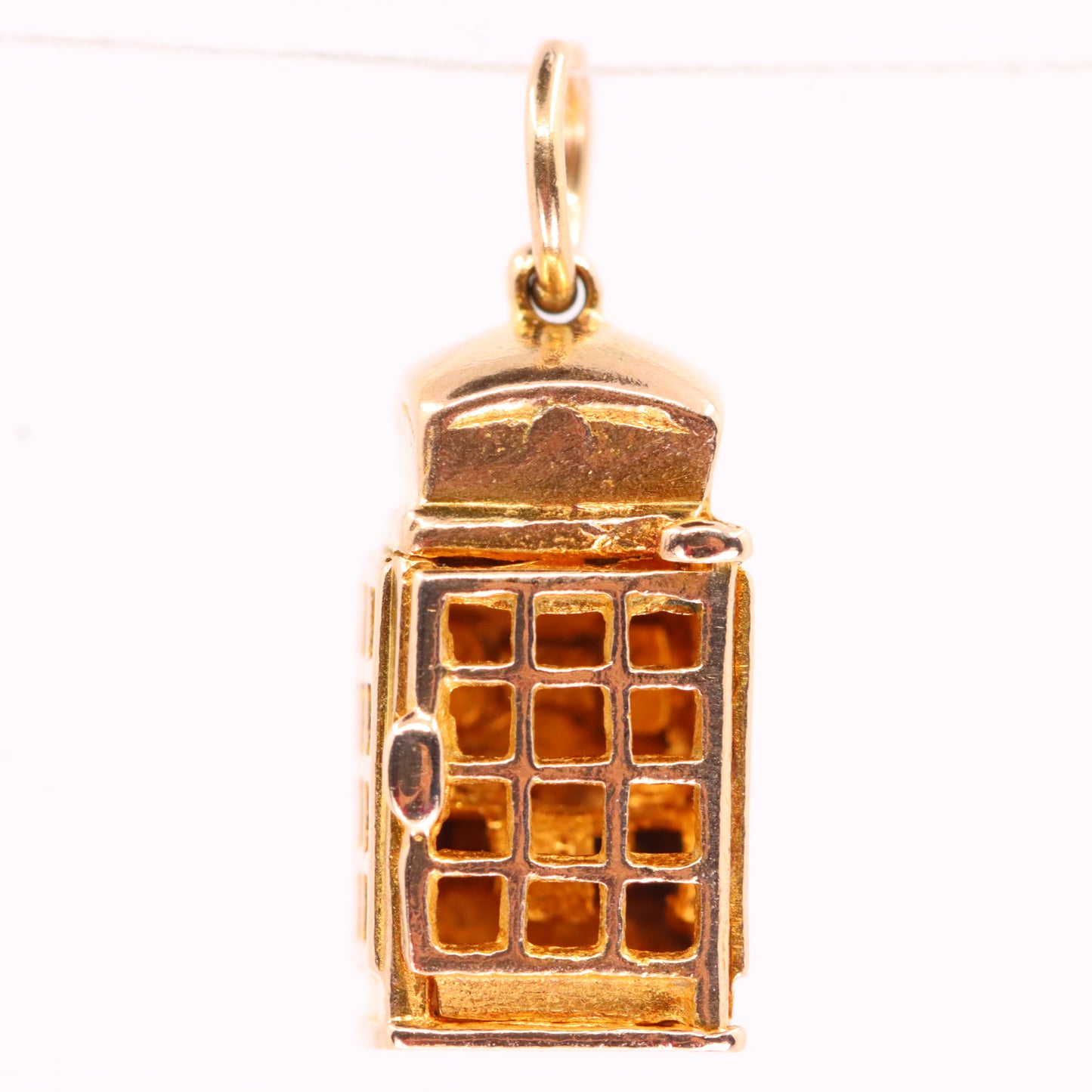 Vintage 9ct Hallmarked Gold Opening Telephone Box Charm British Travel Pendant