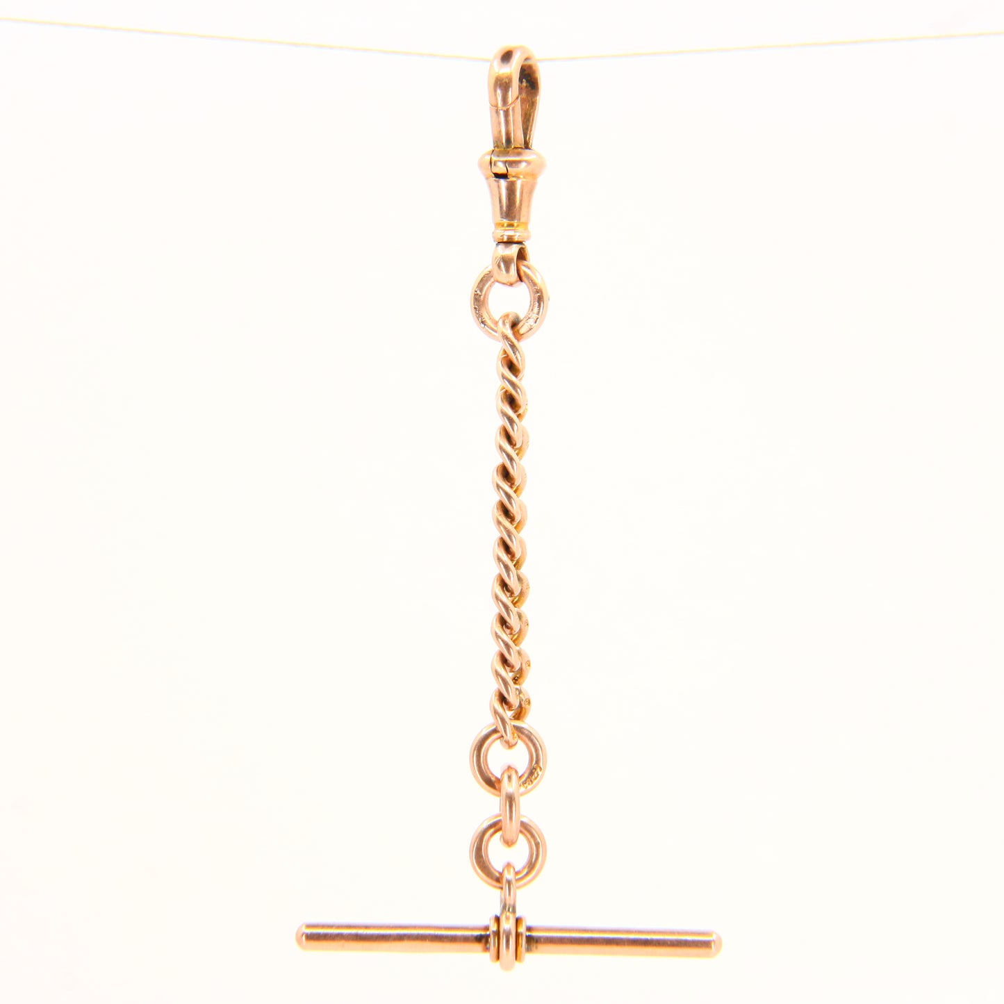 Antique 9ct Rose Gold Albert 3.15 inch T Bar Chain British Hallmarked Pendant Necklace Extender Craft Supplies