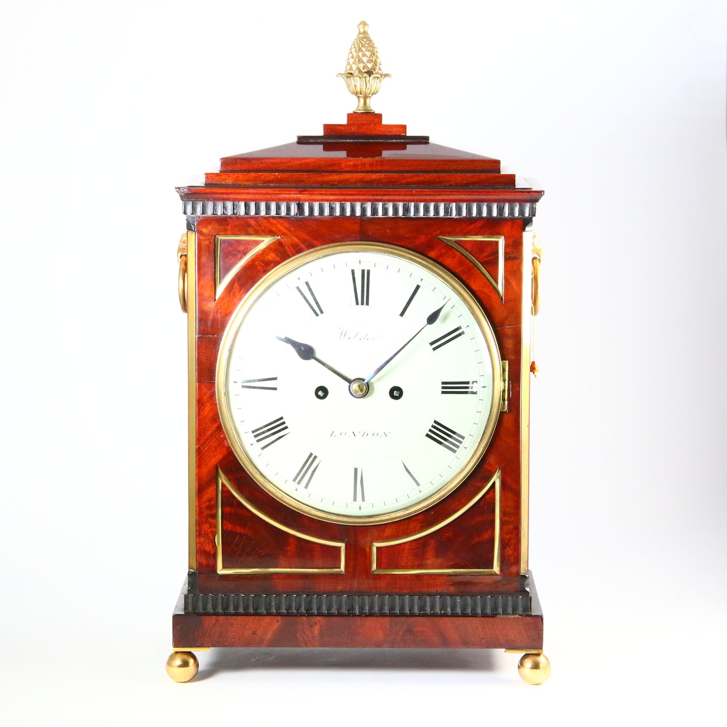 Richard Webster London Antique Regency Mahogany Bracket Clock Chime Repeat