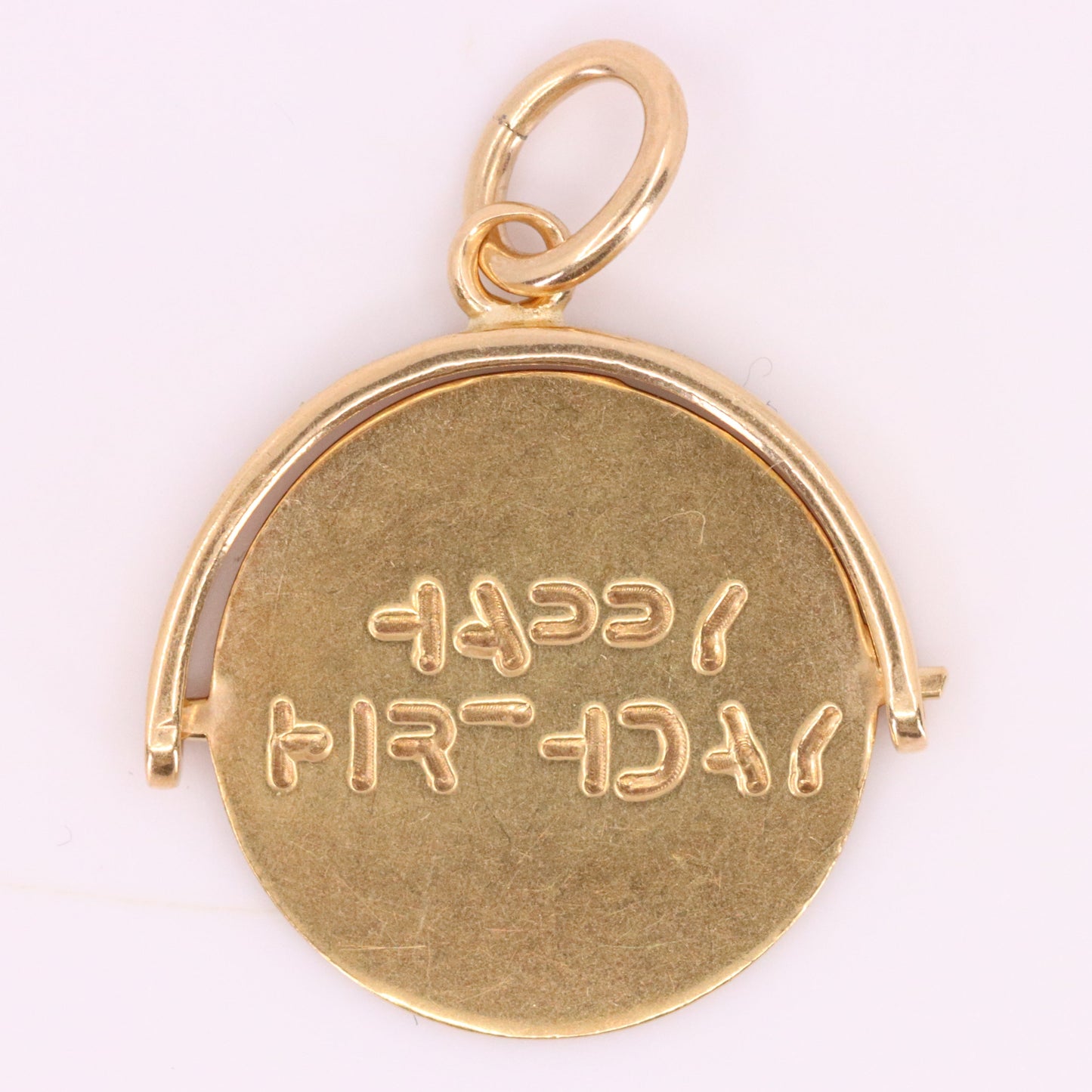 Vintage 9ct Hallmarked Jensen Happy Birthday Secret Message Spinner Charm Gift