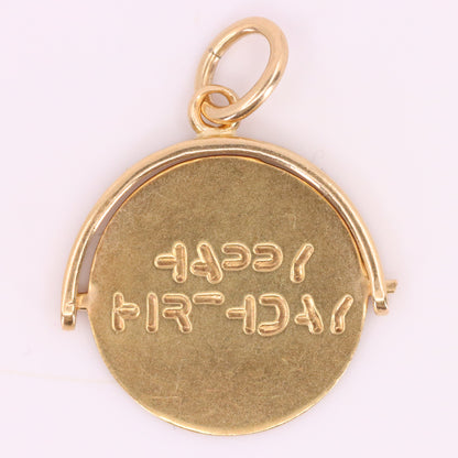 Vintage 9ct Hallmarked Jensen Happy Birthday Secret Message Spinner Charm Gift