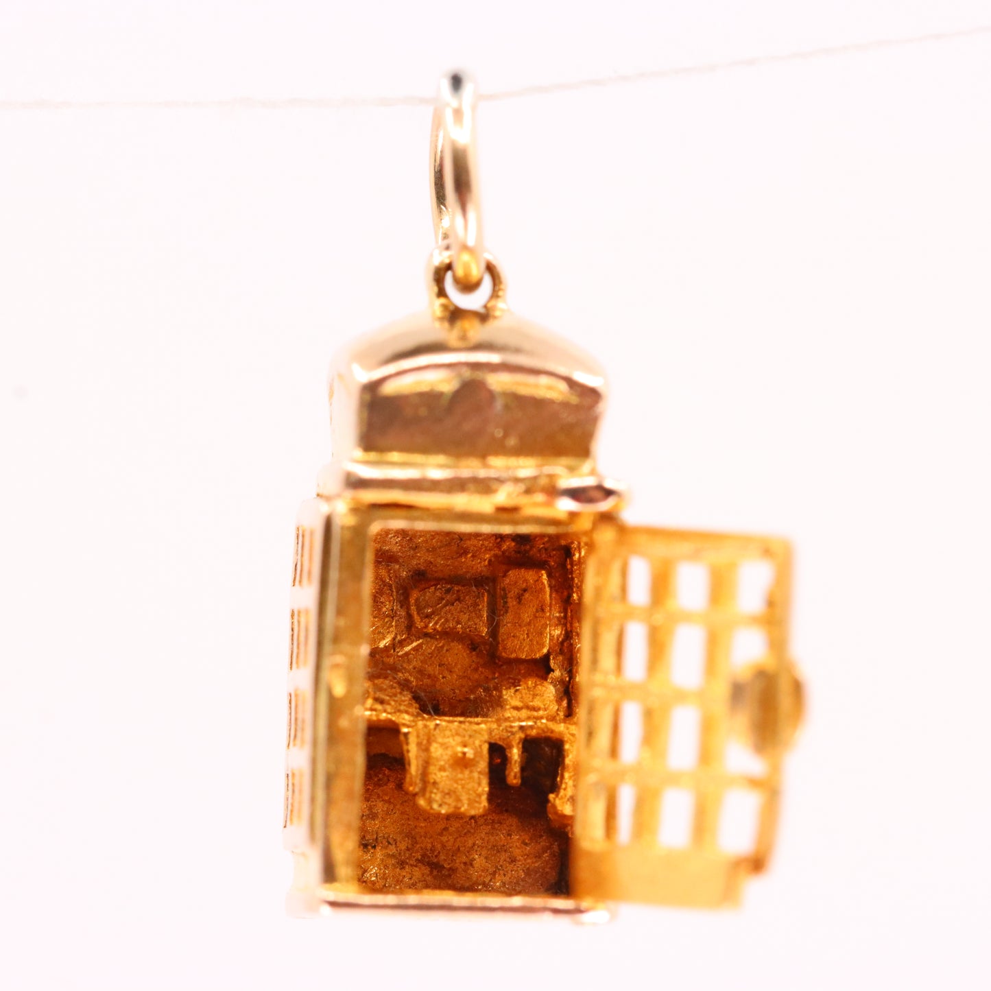 Vintage 9ct Hallmarked Gold Opening Telephone Box Charm British Travel Pendant