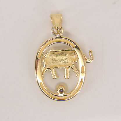 Vintage 9ct Hallmarked Gold Elephant Pendant with Gem Accent Animal Gift