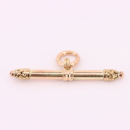 Antique 9ct Gold Albertina T Bar Pendant Charm Watch Chain Jewellery Finding