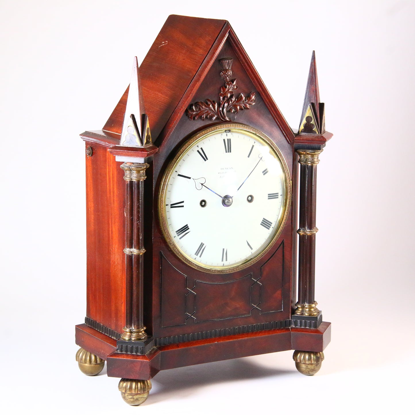 James Duncan London Antique Mahogany Bracket Clock Thistle Heart Hands Striking