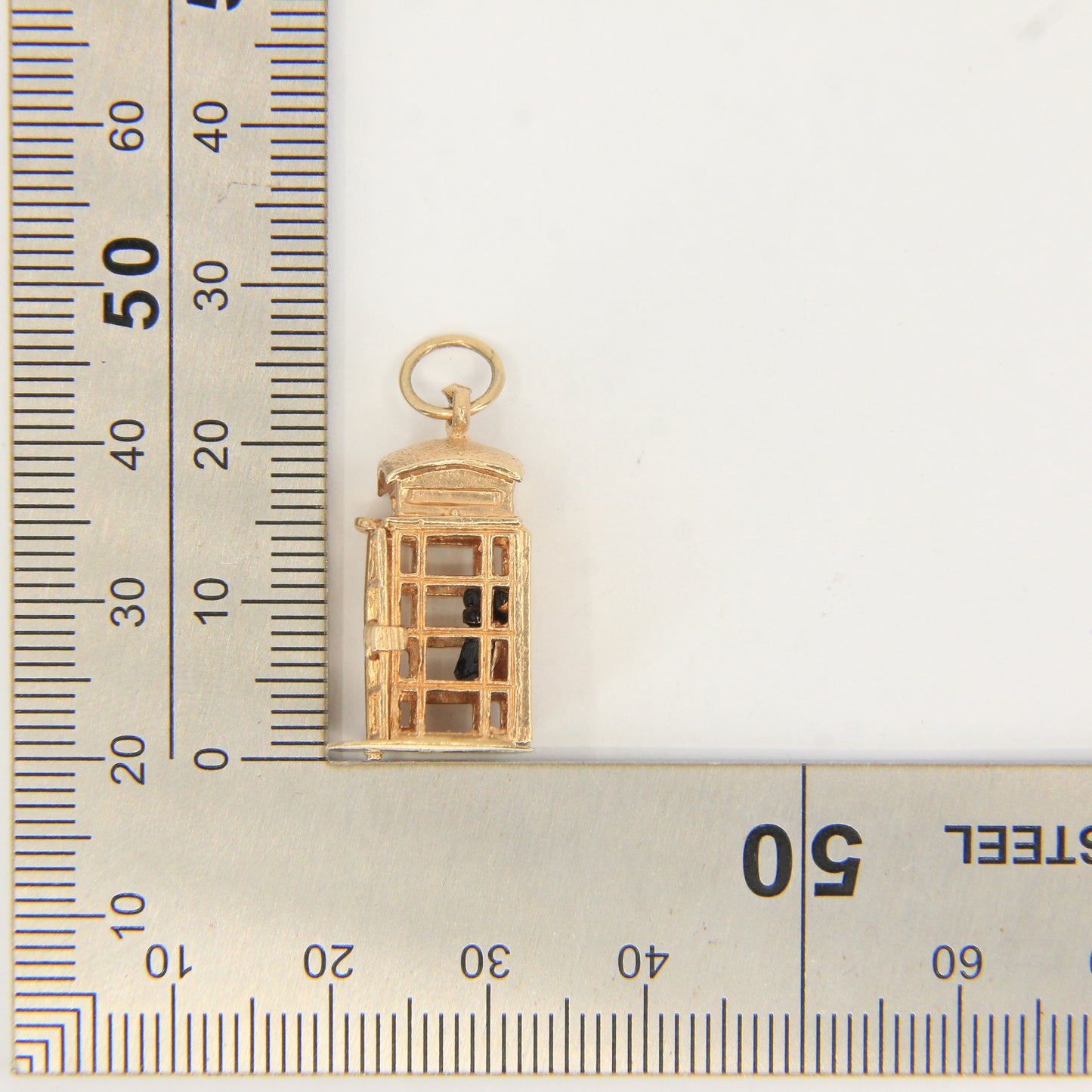 Vintage 9ct Hallmarked Gold British Phone Box Booth Charm Pendant Travel Gift