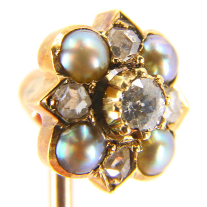 Vintage 15ct Gold Diamond and Pearl Shirt Stud and Pin Converter Stud or Brooch