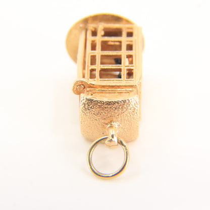 Vintage 9ct Hallmarked Gold British Phone Box Booth Charm Pendant Travel Gift