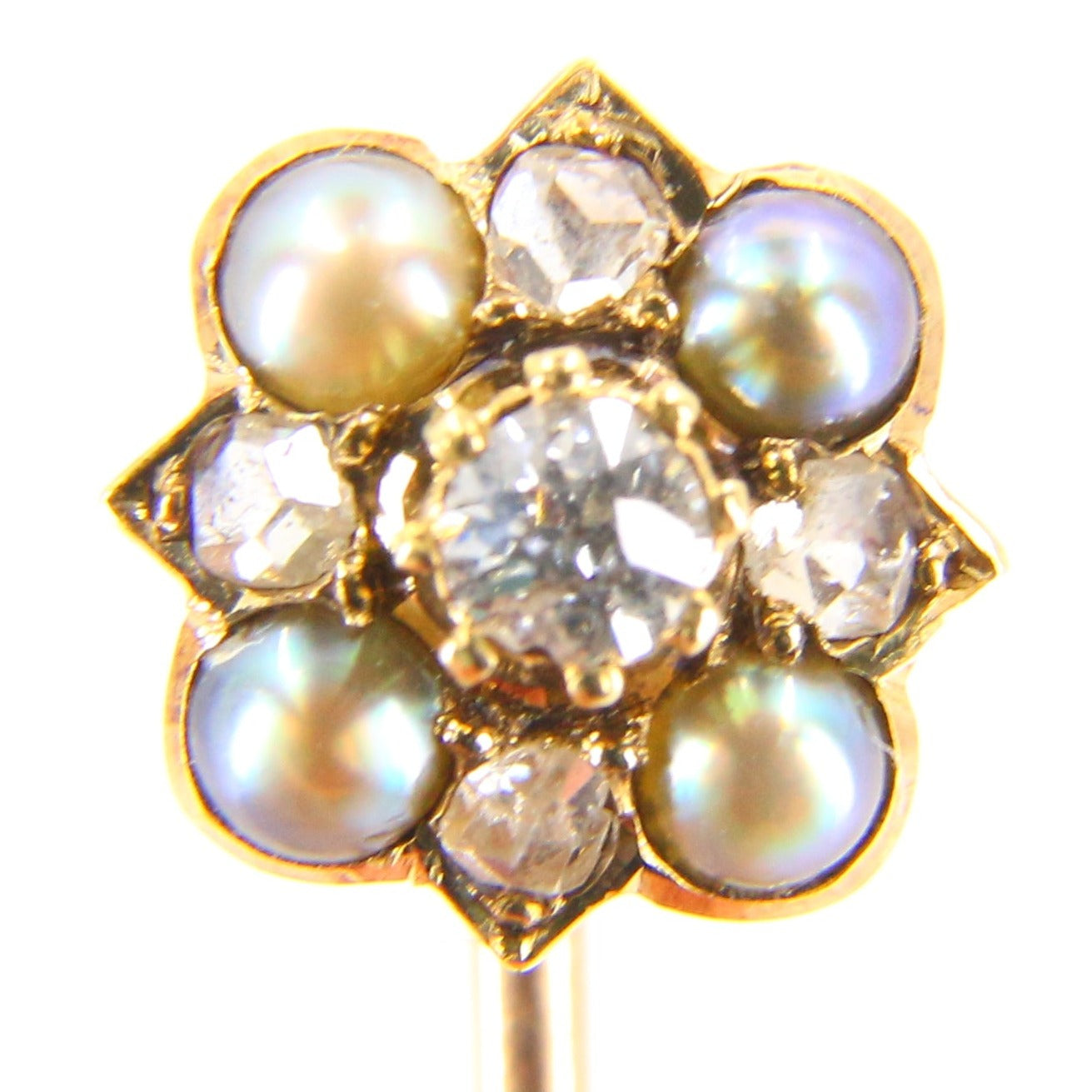 Vintage 15ct Gold Diamond and Pearl Shirt Stud and Pin Converter Stud or Brooch