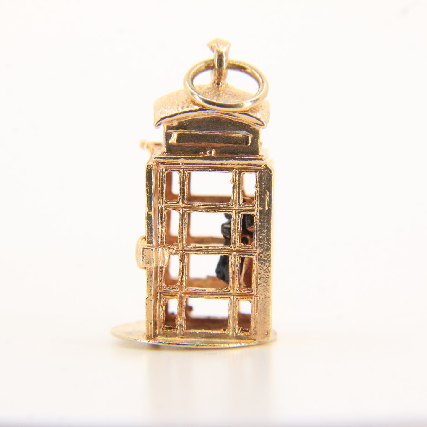 Vintage 9ct Hallmarked Gold British Phone Box Booth Charm Pendant Travel Gift