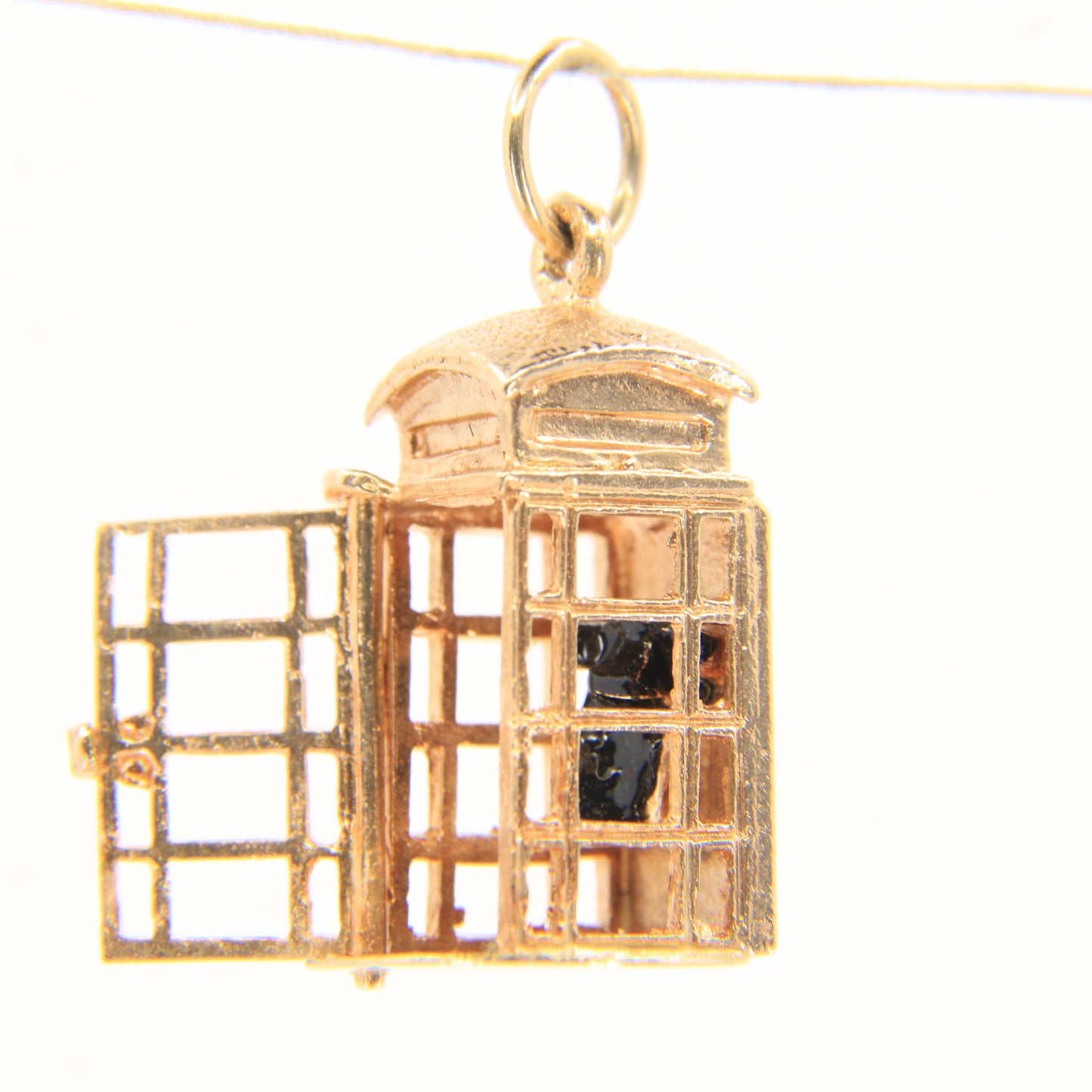 Vintage 9ct Hallmarked Gold British Phone Box Booth Charm Pendant Travel Gift