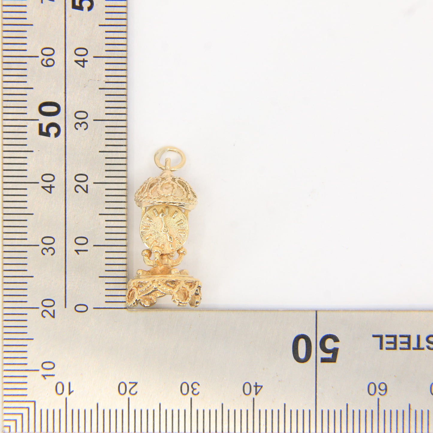 Vintage 9ct Hallmarked Gold Mantel Clock Charm Pendant Miniature Collectable Gift