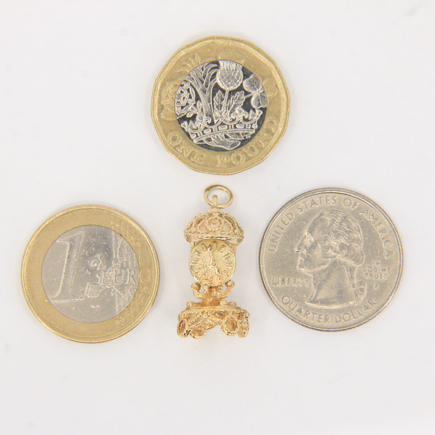 Vintage 9ct Hallmarked Gold Mantel Clock Charm Pendant Miniature Collectable Gift