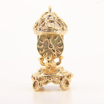 Vintage 9ct Hallmarked Gold Mantel Clock Charm Pendant Miniature Collectable Gift
