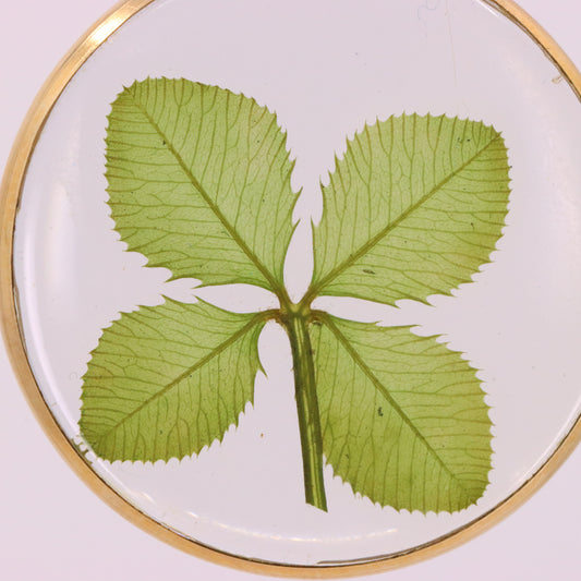 Vintage 9ct Gold Real Four Leaf Clover Pendant Lucky Charm Botanical Gift
