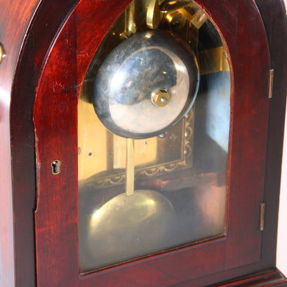 Antique English Brass Lion Mahogany 2 Train Fusee Striking Bracket Clock