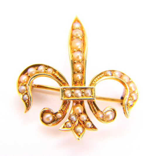 Antique 14 Carat Fleur De Lis Edwardian Pendant Brooch Fine Jewellery Boxed Gift