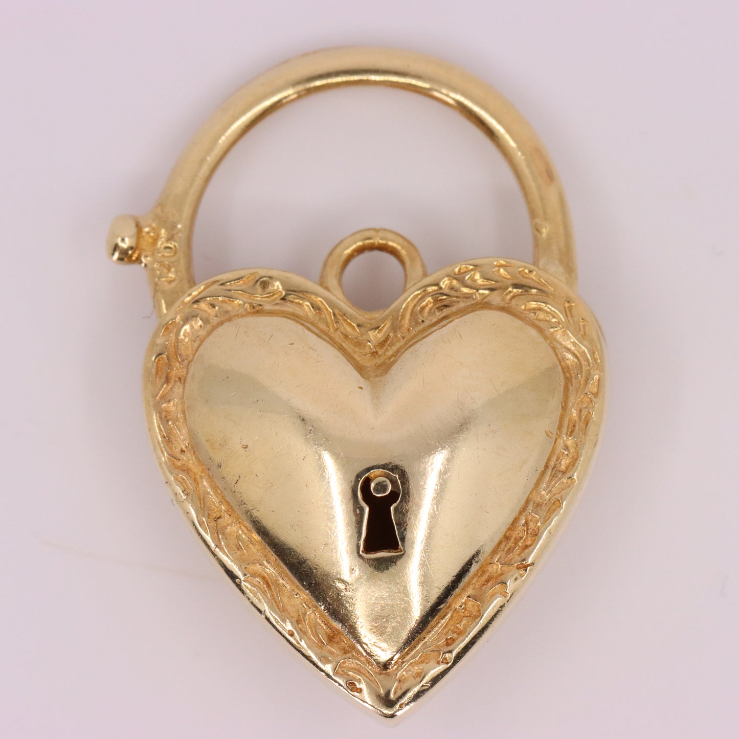 Vintage 9ct Yellow Gold Heart Padlock Charm Pendant Love Token Necklace Gift