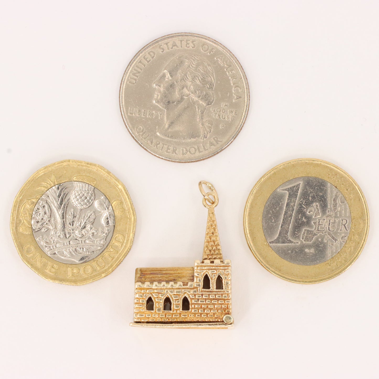 Vintage 9ct Hallmarked Gold Opening Church Wedding Charm Marriage Pendant Gift