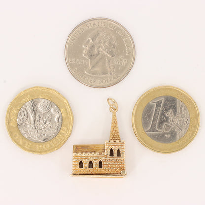 Vintage 9ct Hallmarked Gold Opening Church Wedding Charm Marriage Pendant Gift