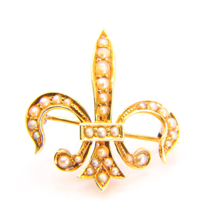 Antique 14 Carat Fleur De Lis Edwardian Pendant Brooch Fine Jewellery Boxed Gift