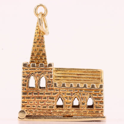 Vintage 9ct Hallmarked Gold Opening Church Wedding Charm Marriage Pendant Gift