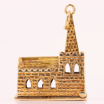 Vintage 9ct Hallmarked Gold Opening Church Wedding Charm Marriage Pendant Gift