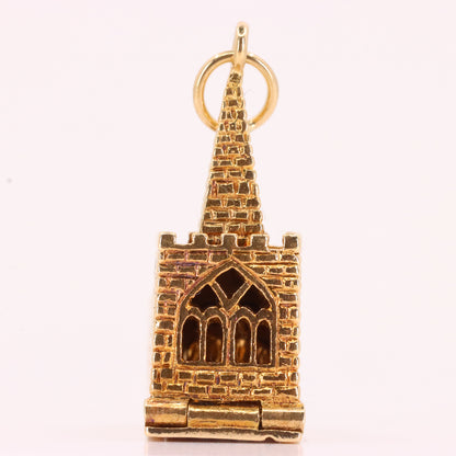 Vintage 9ct Hallmarked Gold Opening Church Wedding Charm Marriage Pendant Gift