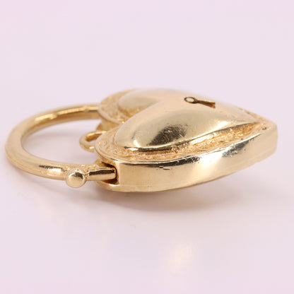 Vintage 9ct Yellow Gold Heart Padlock Charm Pendant Love Token Necklace Gift