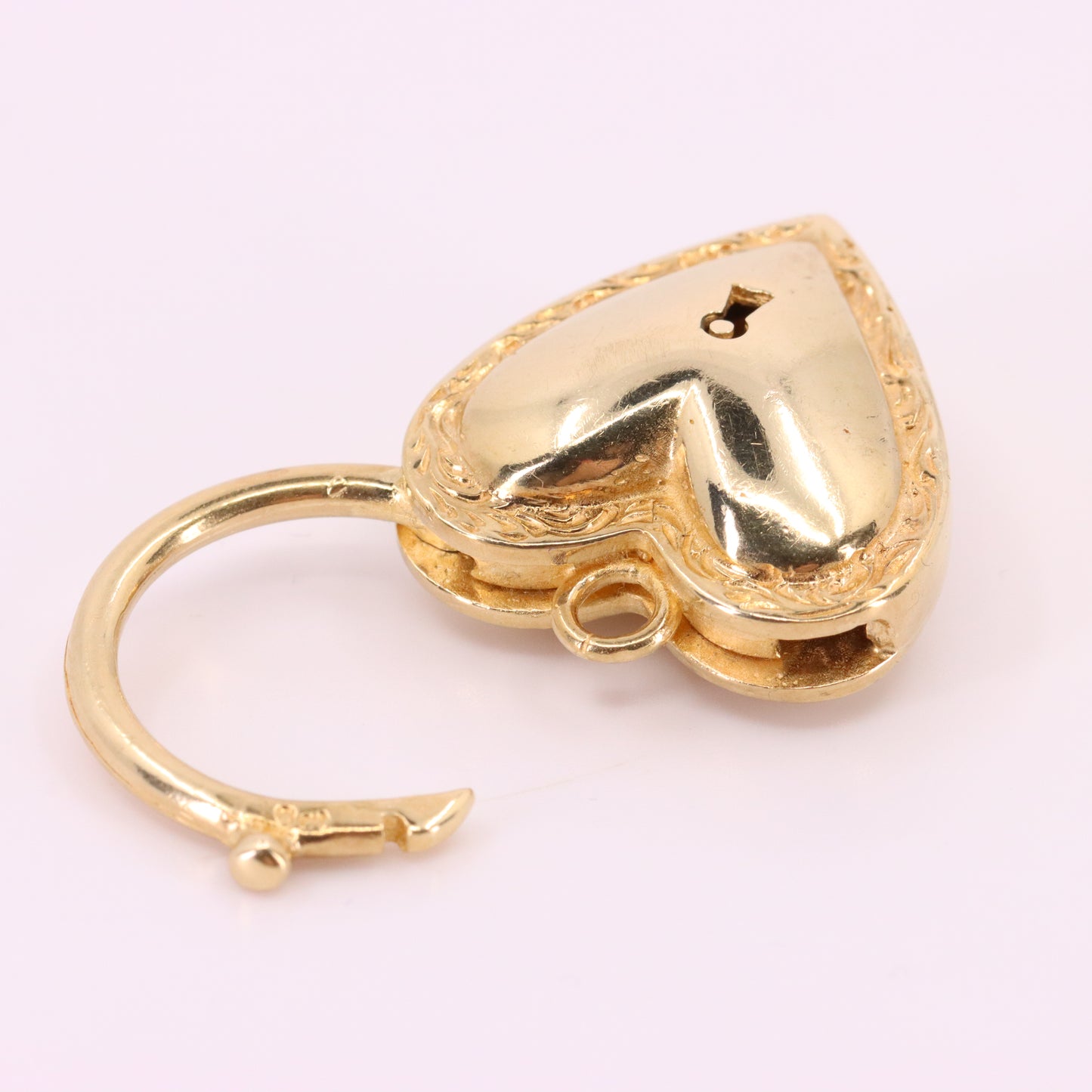 Vintage 9ct Yellow Gold Heart Padlock Charm Pendant Love Token Necklace Gift