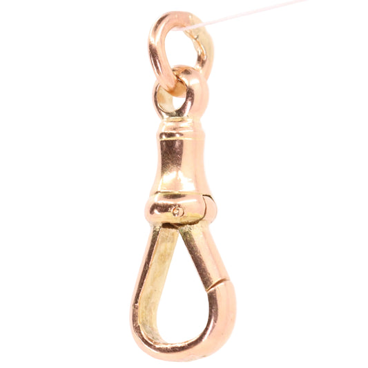 Antique 9k Rose Gold Albert Dog Clip Clasp Charm Pendant Holder Jewellery