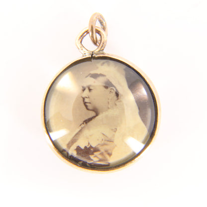 Antique 9ct Gold Queen Victoria Portrait Double Sided Pendant Charm